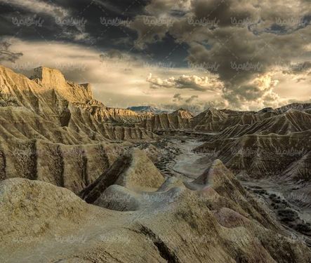 منظره  چشم انداز کوهستان تپه بیابان صحرا آسمان ابری1