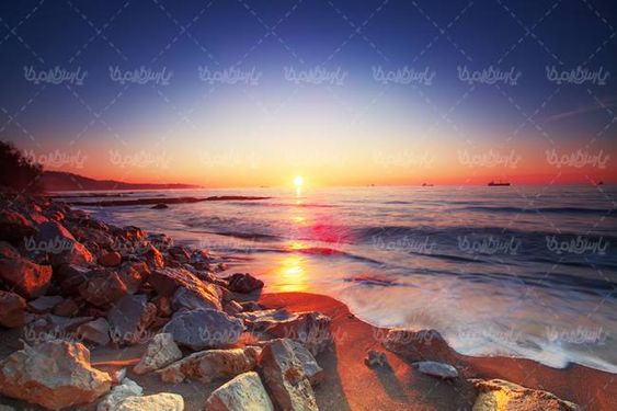 منظره  چشم انداز طبیعت  دریا منظره غروب خورشید 47