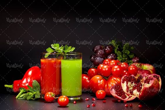 آبمیوه آب میوه طبیعی لیوان آبمیوه تزئین شده گوجه گیلاسی