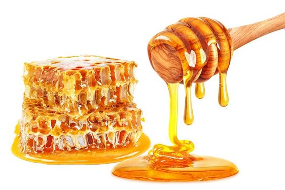 عسل فروشی عسل موم دار قاشق چوبی عسل