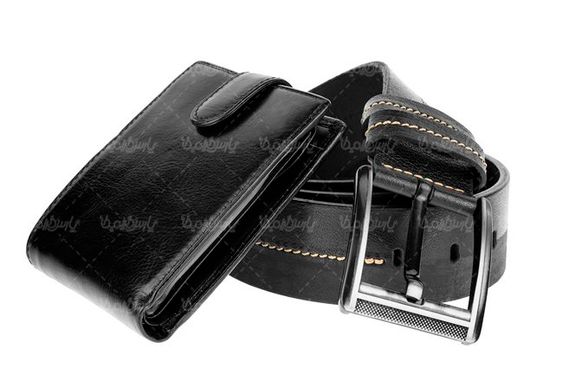 کیف پول چرم کمربند مشکی چرمی گالری چرم