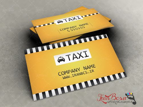 کارت ویزیت تاکسی با زمینه زرد