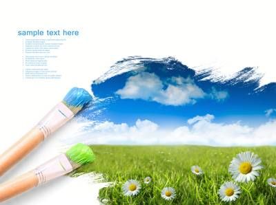 قلک نقاشی منظره گل طبیعت آسمان بهار