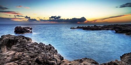 ساحل جزر و مد آب دریا غروب آفتاب 2