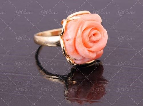 انگشتر با نگین گل صورتی  