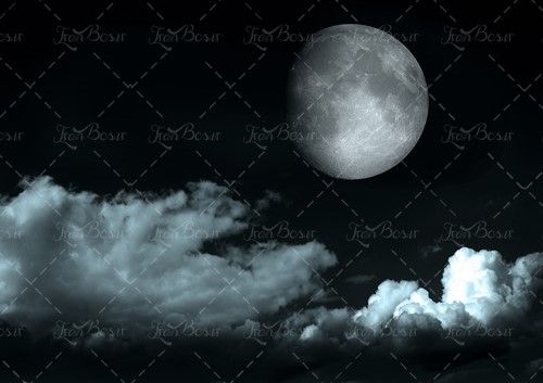 ابر آسمان تیره ماه روشن در شب1 