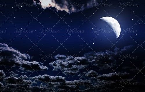 آسمان پر ستاره حلال ماه 
