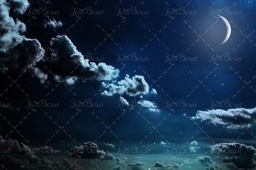 آسمان مهتابی حلال ماه ابر 