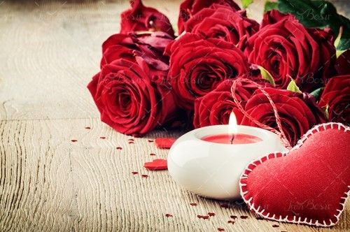 گل فروشی گل رز قرمز شمع 
