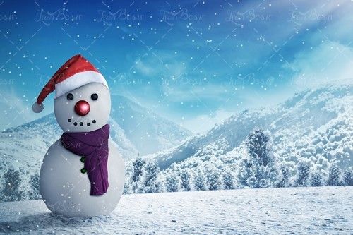 آدم برفی با کلاه و شال گردن 