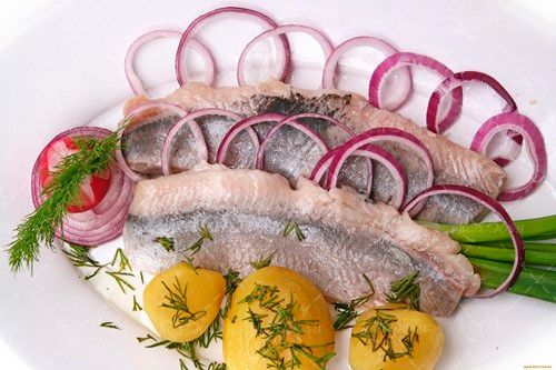 خوراک ماهی با تزئین پیاز شوید 
