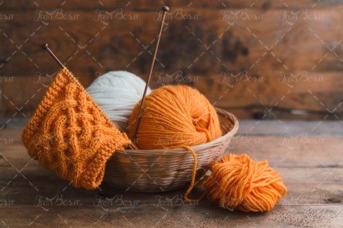 بافتنی کاموای نارنجی قلاب سبد  