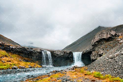 آسمان ابری رودخانه آبشار منظره 