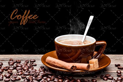 فنجان قهوه قاشق هم زدن قهوه 