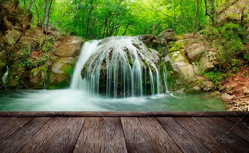 تابستان آبشار آب جنگل درختان 
