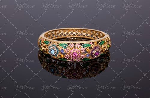 حلقه گل دار حلقه طرح دار طلا 