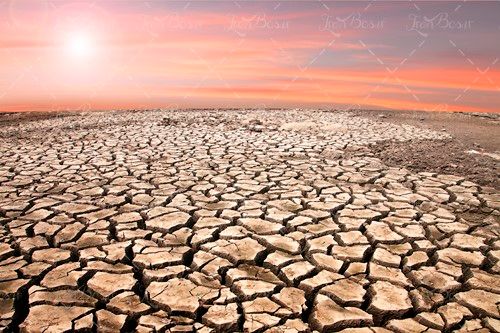 غروب خورشید بیابان زمین ترک دار