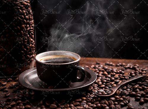 بخار فنجان قهوه دانه های قوه 