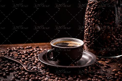 شیشه قهوه فنجان قهوه قاشق 
