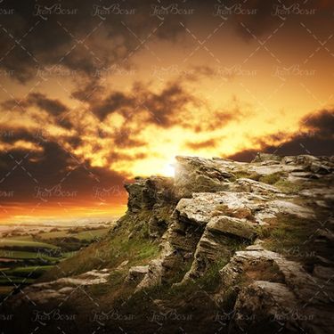 کوه صخره ابر غروب خورشید طبیعت 