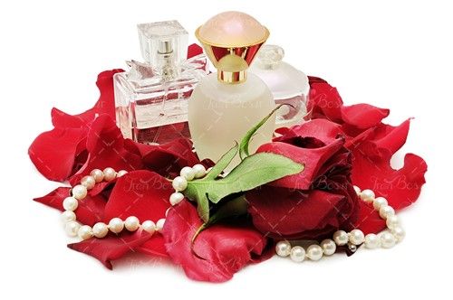 گل رز قرمز شیشه عطر گلبرگ رز 