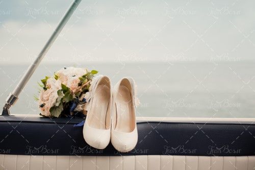 کفش پاشنه بلند سفید عروس گل 