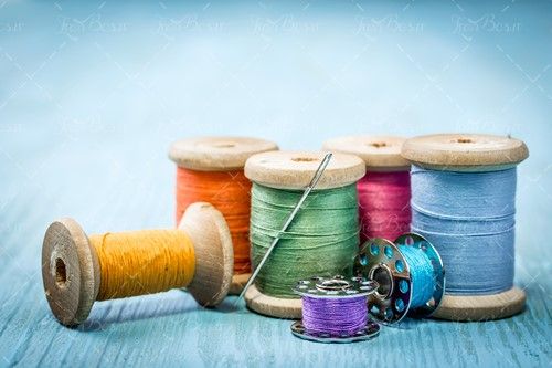 نخ آبی قرقره آبی سوزن خیاطی 