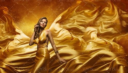 لباس مجلسی بلند زرد خیاطی پوشاک 