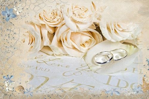 دسته گل  مصنوعی سفید حلقه ازدواج