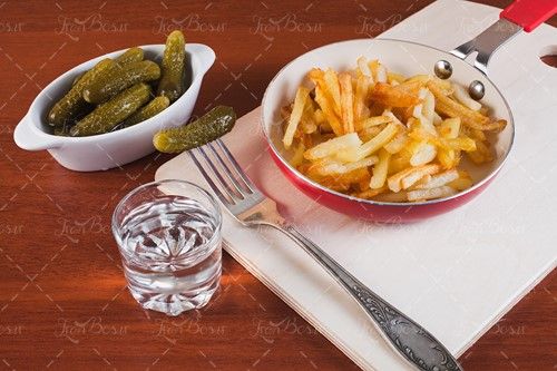 چنگال تابه سیب زمینی سرخ شده 