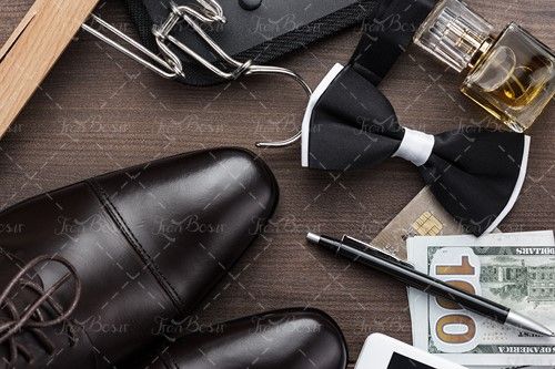 پاپیون سفید مشکی کفش دامادی 