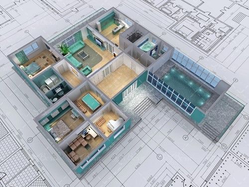 نمای ماکت خانه بدون سقف نقشه کشی