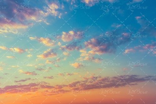 آسمان آبی آسمان نارنجی غروب آفتاب 