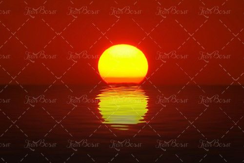 منظره چشم انداز غروب آفتاب دریا 