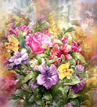 نقاشی گل طراحی گل بهاری 