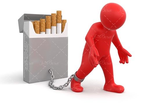 آدمک زنجیر شده به پاکت سیگار 