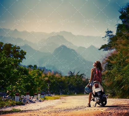 طبیعت موتور سیکلت کوه جنگل 