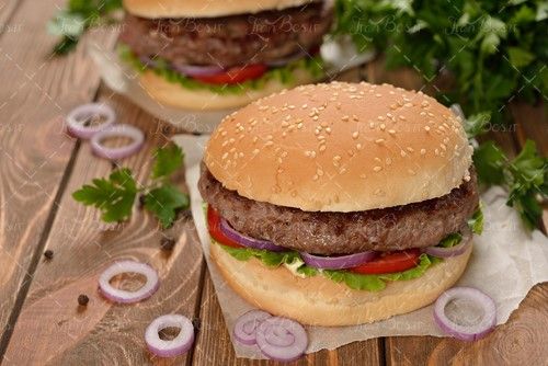 پیاز حلقه ای ساندویچ همبرگر فست فود