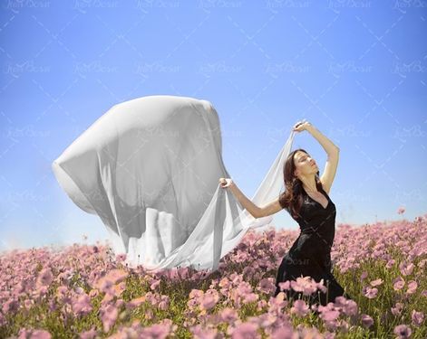 دختر پوشاک منظره گل بهار