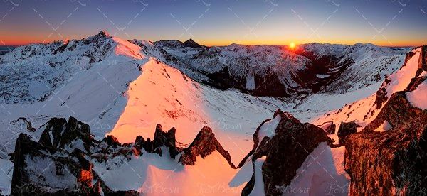 زمستان کوه طلوع خورشید 