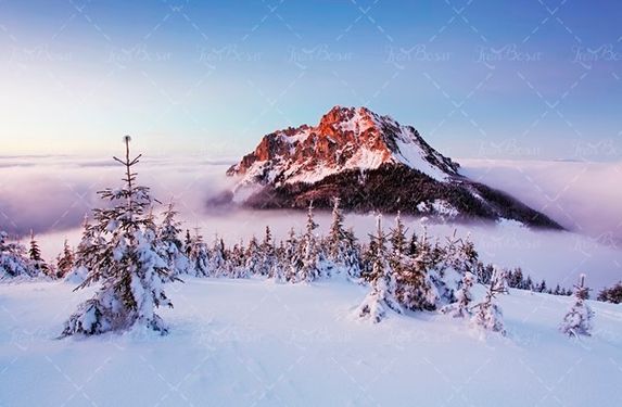 زمستان طلوع خورشید کوه برف1