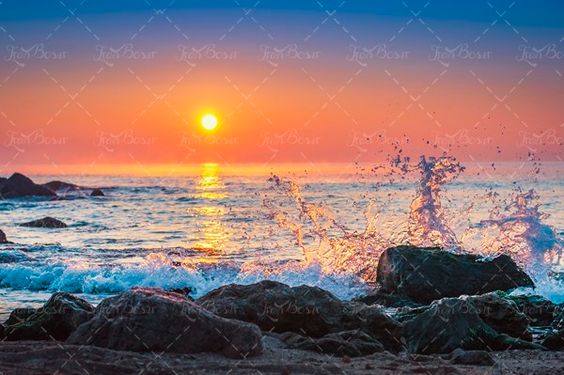 غروب خورشید دریا ساحل 