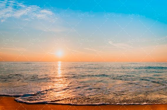 دریا آسمان آبی غروب خورشید 