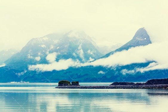 دریا کوهستان ابری منظره طبیعت1 