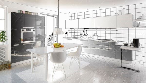 کف پوش طراحی داخلی آشپزخانه1 