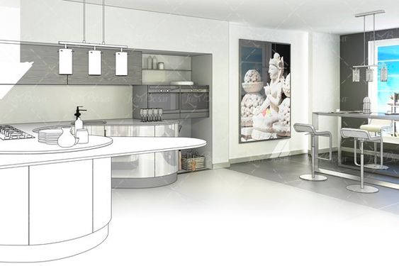 طراحی داخلی آشپزخانه سرامیک 