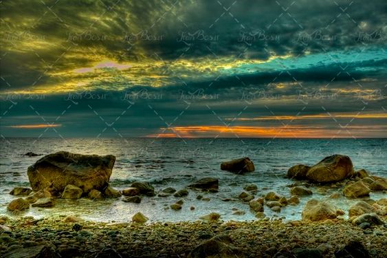 دریا طبیعت آسمان ابری  خورشید