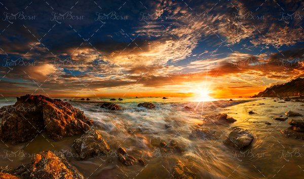 دریا طبیعت آسمان ابری  خورشید9