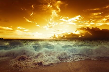 اقیانوس دریا ساحل موج غروب آفتاب
