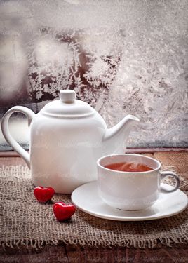 فنجان چای کافی شاپ قوری چینی سفید